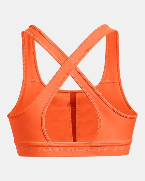 Women's Armour® Mid Crossback Sports Bra, Orange, pdpMainDesktop image number 11